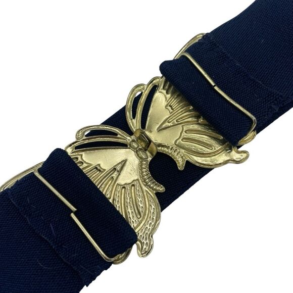 Vintage Navy Blue Butterfly Stretch Belt - Picture 3 of 3